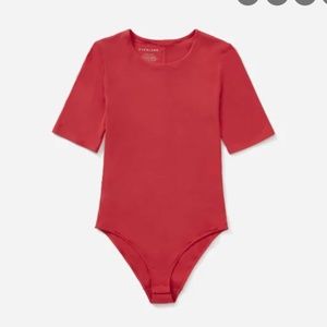 Everlane Red Short Sleeve Bodysuit Supima Cotton S